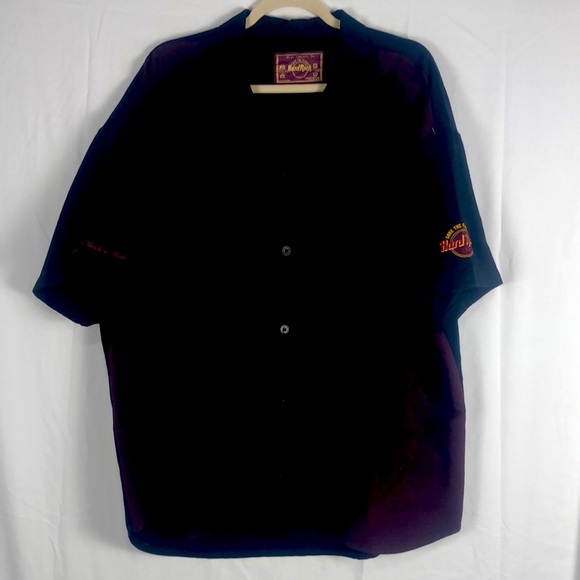 Hard Rock Cafe Button Up Men Two Toned Shirt Long Live Rock N Roll - Picture 2 of 8